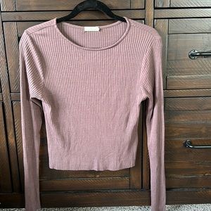 Long sleeve purple ribbed tank top